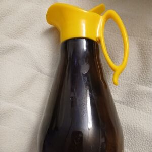 Vintage Log Cabin Syrup Dispenser Amber Glass Gold Eagle And Shield Graphics